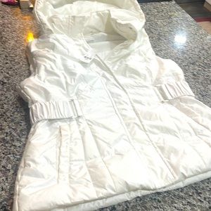New York and company, white fall vest with detachable hood